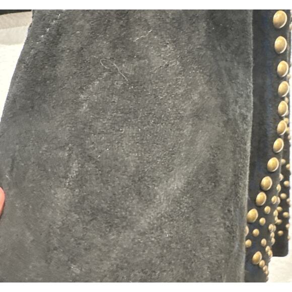 Free People Black Suede Leather Jacket Studs Women’s Size XS Flared Sleeves READ - Picture 13 of 16